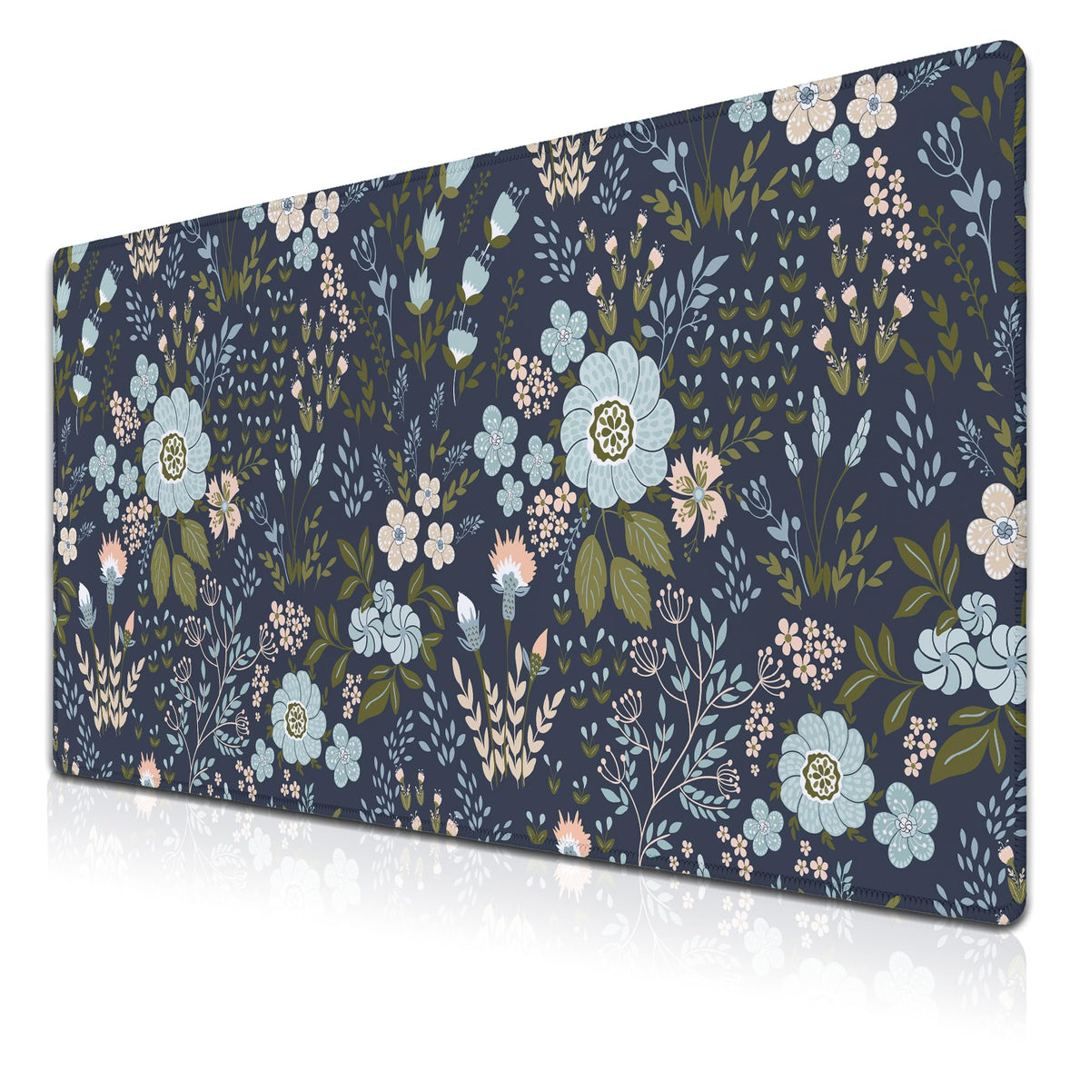 Samgula Office Desk Pads Floral Pattern Jumbo Mouse Pad Gaming Mousepad Large Mouse Pads The Desk Mat Non-Slip Rubber Base Waterproof with Stitched Edges 35.4 X 15.7 for Game Office,