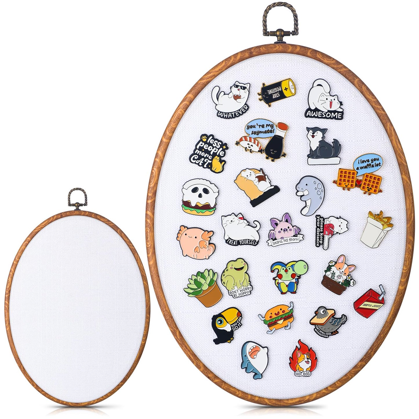 Yalikop Pin Display Board Fabric Enamel Pin Boards Wall Hanging Brooch Earrings Necklace Jewelry Holder Organizer Display Storage for Home and Holiday(White,11.4" X 8.6",1)