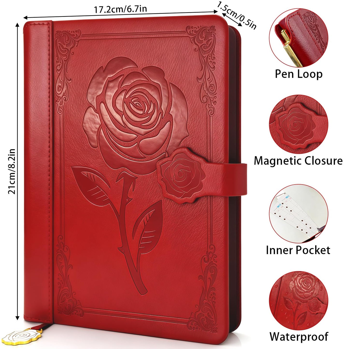 Aocii leather Journal for Women, A5 lined Daily Journal Notebook, Pretty Journaling for Writing, Hardcover Vintage Travel Journals, 240 Pages/120 Sheets, Pen included