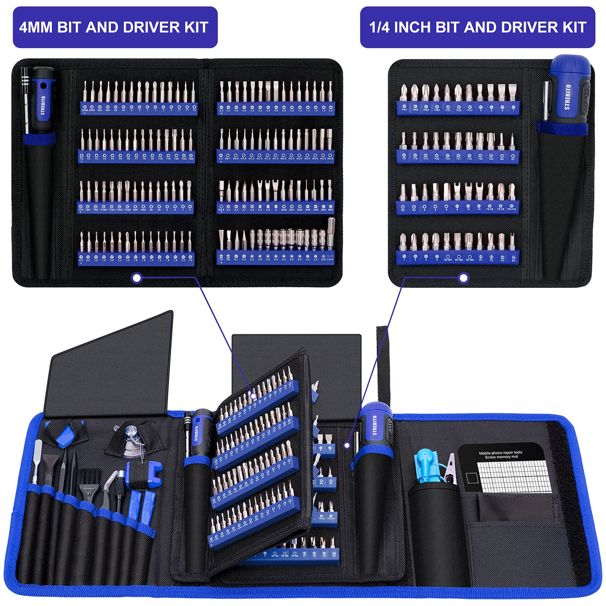 STREBITO Precision Screwdriver Set 191-Piece Multi-Bit Screwdriver 1/4 Inch Nut Driver Home Improvement Tool Electronic Repair Kit for Computer, iPhone, Laptop, PC, Cell Phone, PS4, Xbox, Nintendo