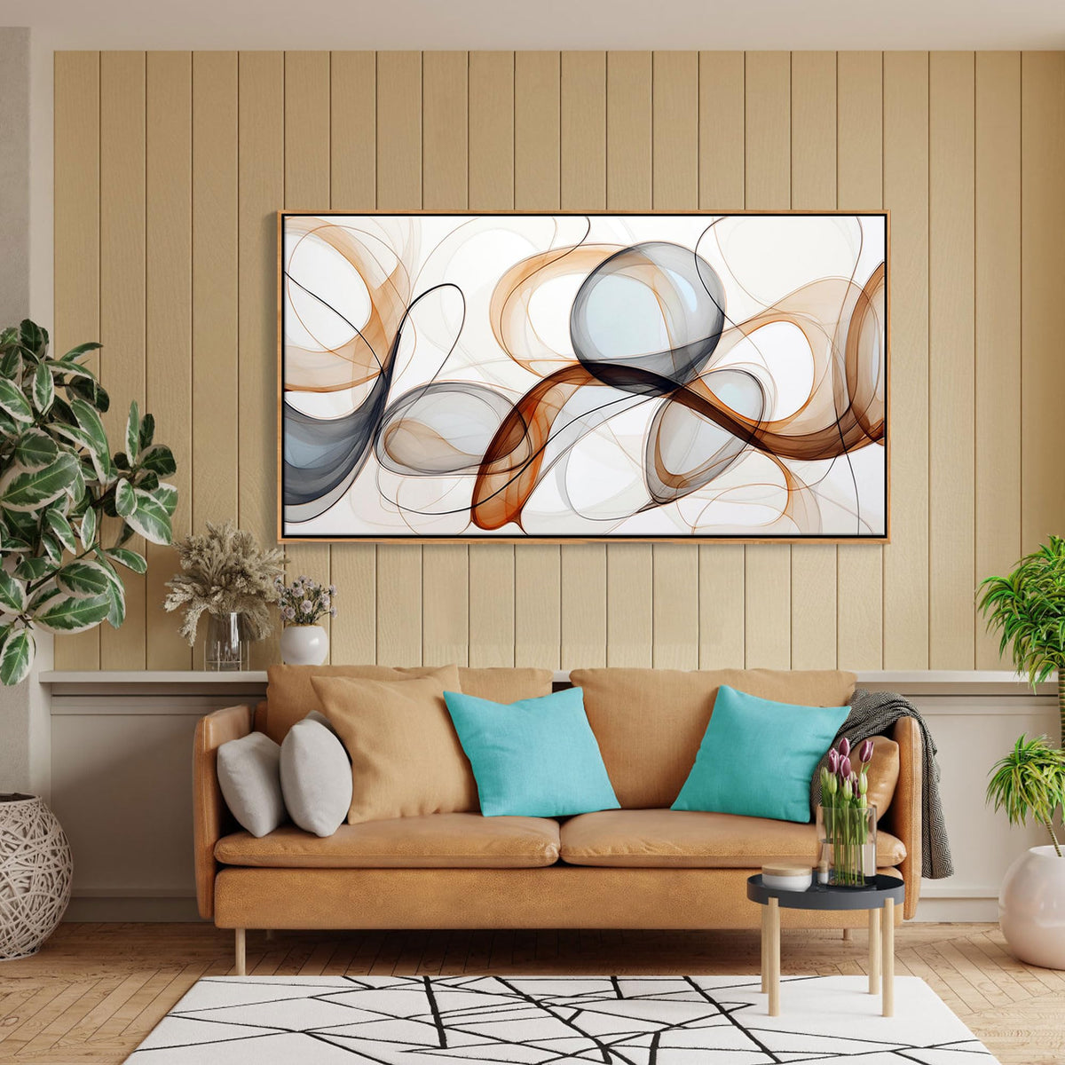 XLSJERST Modern Abstract Wall Art - Deep Spiritualism Art White And Brown Canvas Pictures Artwork Living Room Office Bedroom Wall Decor