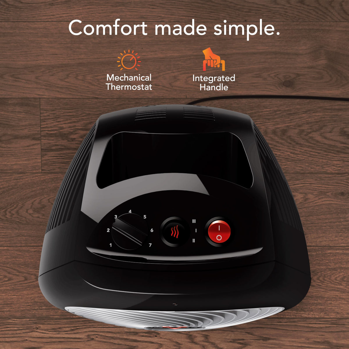 Vornado MVH (2025) Space Heater, 3 Heat Settings, Adjustable Thermostat, Tip-Over Protection, Auto Safety Shut-Off System, Indoor Use, Whole Room Heating, Black