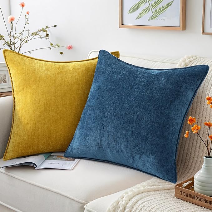 decorUhome Summer Couch Euro Sham Throw Pillow Covers 24x24 Set of 2,