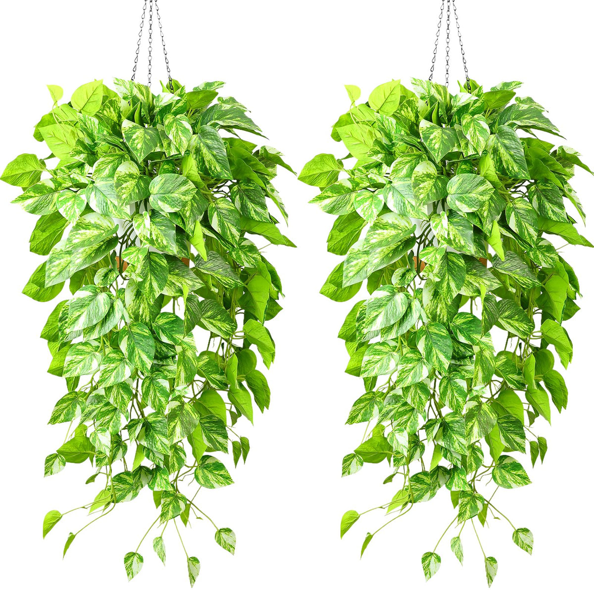 QIANYUN Fake Pothos Ivy Plant for Home Decor – 40" Fake Hanging Plants with Pot, Artificial Silk Greenery for Indoor Shelf, Bedroom, Living Room, Bathroom, or Office Decoration