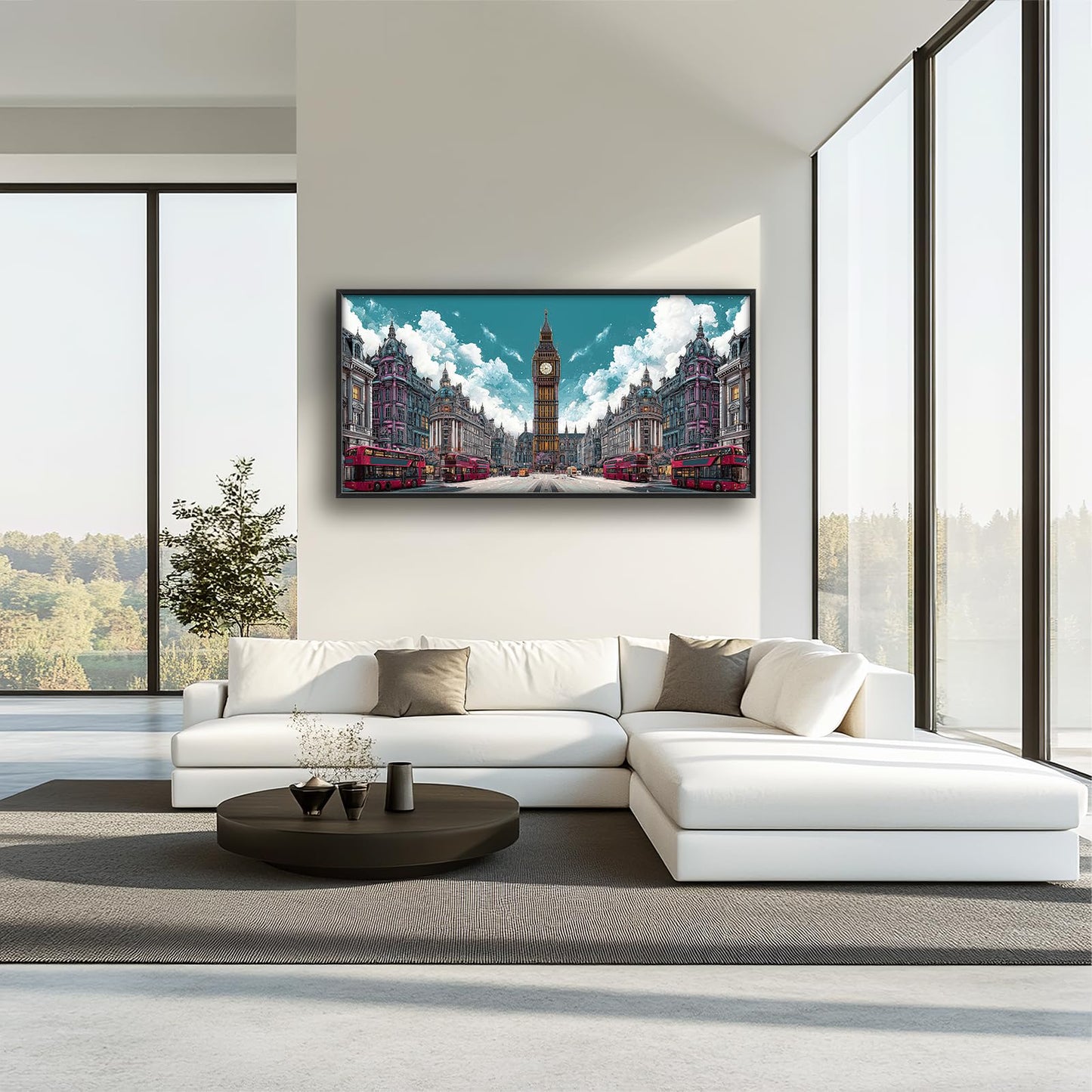 Large Wall Art For Living Room London Big Ben Canvas Wall Decor England Cityscape Pictures Paintings Prints Big Artwork Framed Modern Decorations For Office Bedroom Bathroom Gifts 60" x 30"