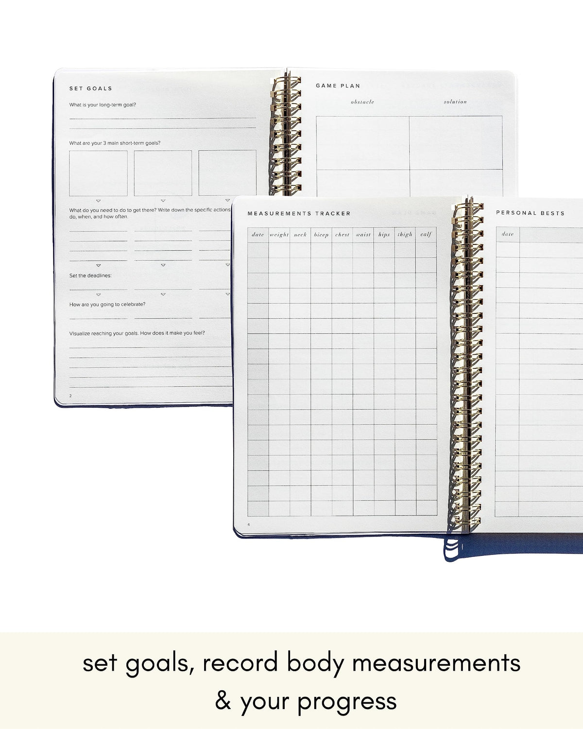Kunitsa Co. Fitness Journal for Women - Track Workouts, Meals, and Weight Loss, Undated, Fits 120 Workouts, Dusty Blue, 6 x 8.5 Inches