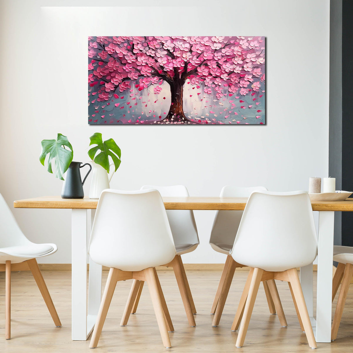 Pink Wall Art Large Tree of Life Wall Art for Living Room Bedroom Office Bathroom Modern Framed Canvas Prints Pink and Grey Picture Size 20x40 Inch
