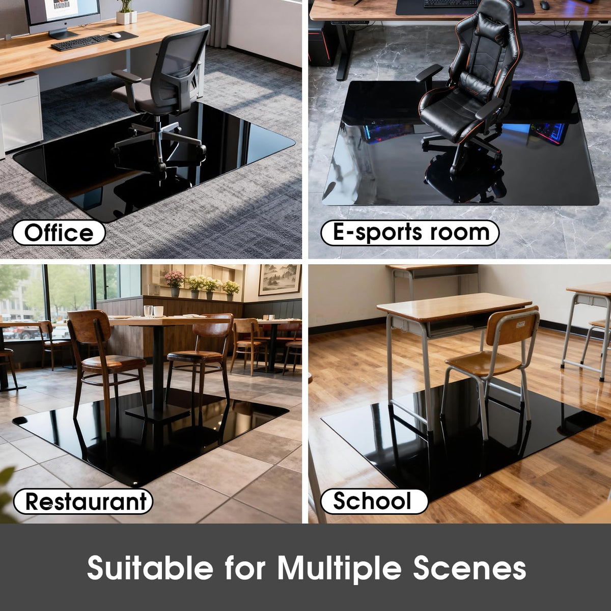 ProsperJoyChant Elasticity Black Clear Chair Mat 36" x 55" - Transparent Protective Floor Mat for Hardwood & Tile Floors, Home & Office Rectangle Hard Floor Protection Mat