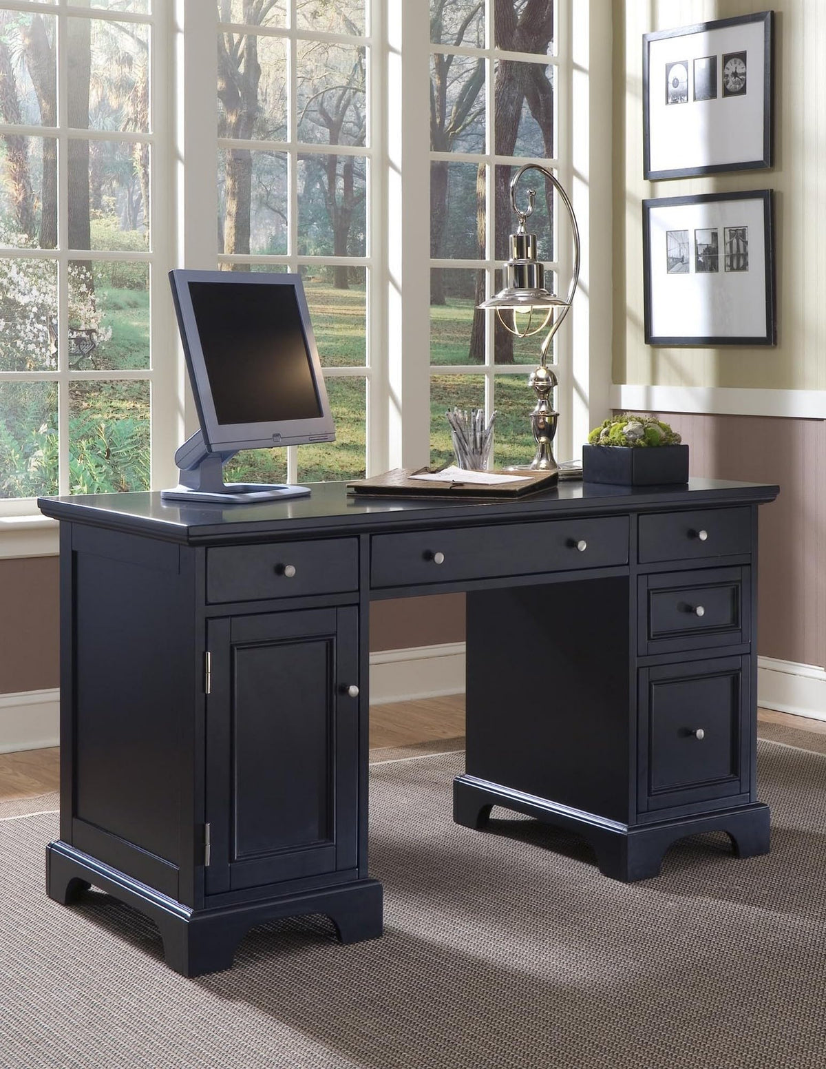 Homestyles Bedford Black Pedestal Desk