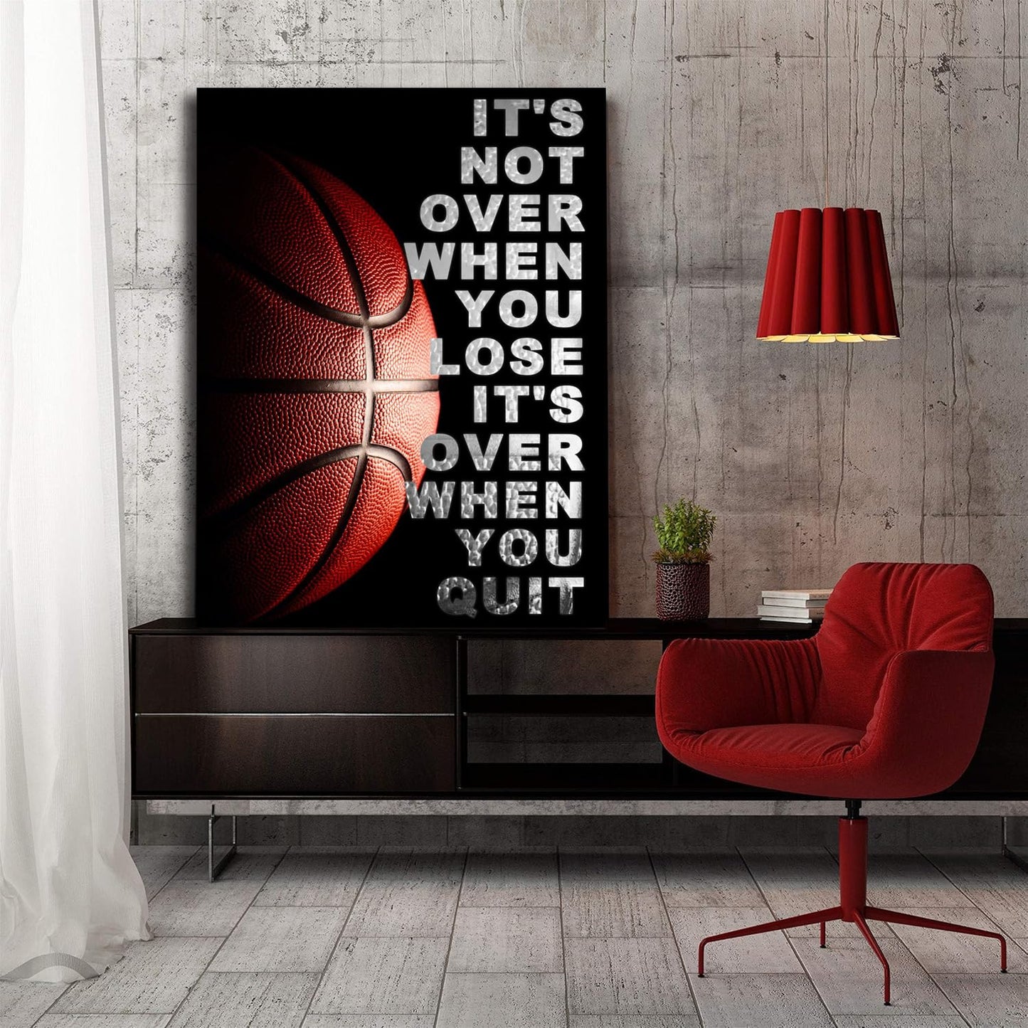 Basketball Inspirational Wall Art Entrepreneur Quotes Its Not Over When You Lose Canvas Posters -Motivational Sport Canvas Print Frame Picture Painting for Office Kids Boys Bedroom-32"x24"