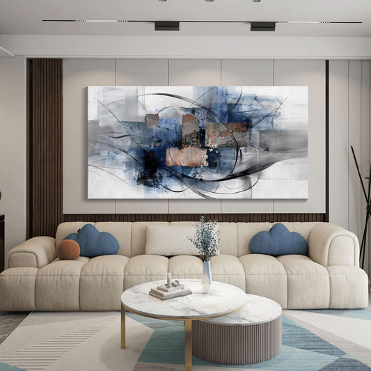 Mofutinpo Black and Blue Abstract Wall Art: Large, Modern Canvas Wall Art for Living Room, Bedroom, Office Decorations - Blue, Grey, Black and White Wall Decor Paintings & Pictures 20×40