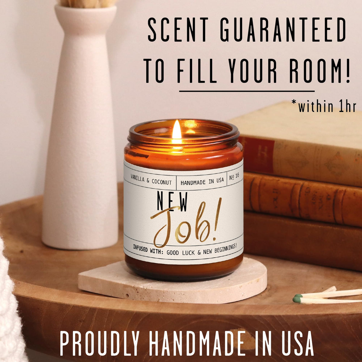New Job Gifts for Women, Congratulations Gifts for Women - 'New Job Candle, w/Vanilla & Coconut I Job Promotion Gifts for Women I Leaving Job Gifts I Goodbye Coworker Gift I 50Hr Burn, Made in USA