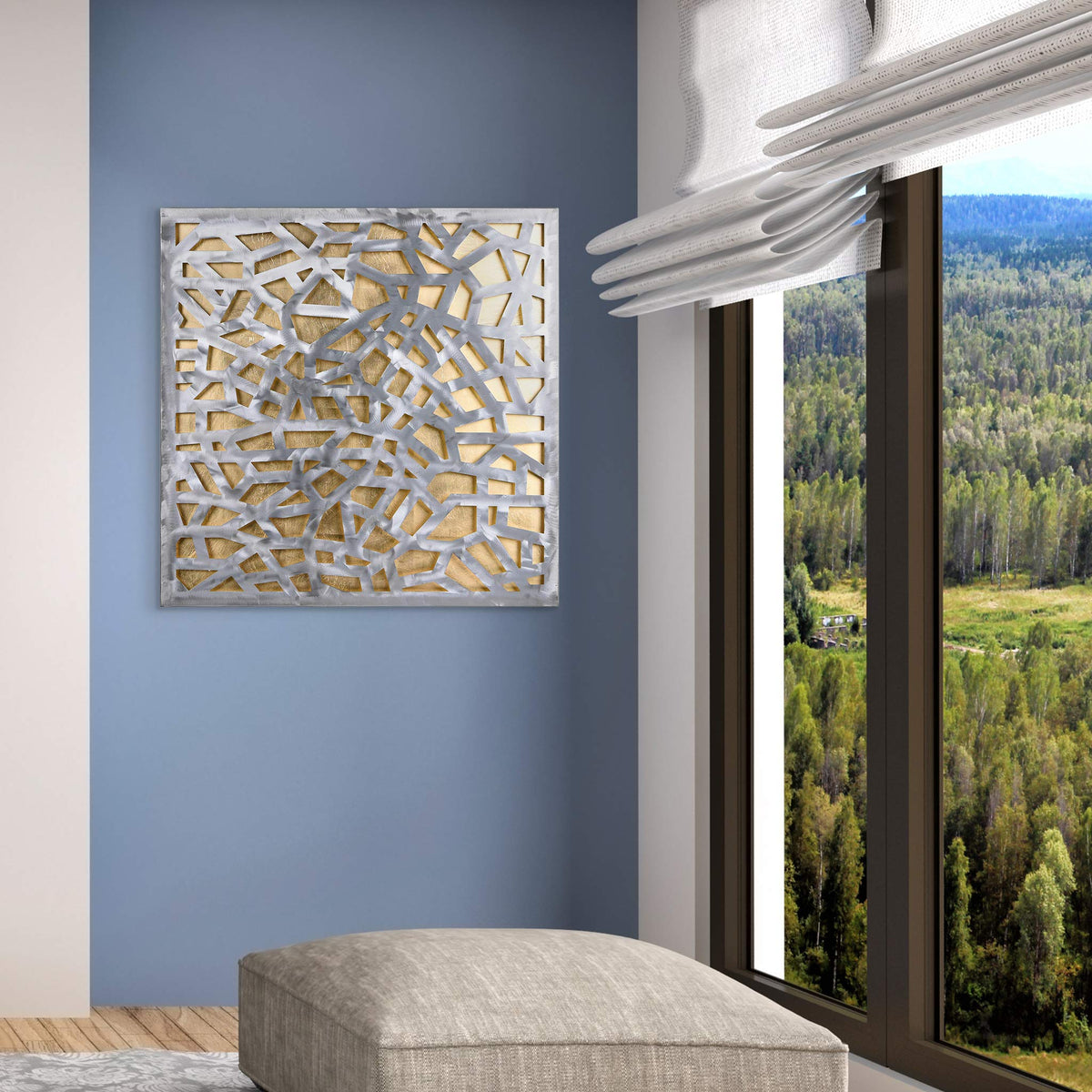 Empire Art Direct Gold Enigma Polished Steel Sculpture Abstract Wall Art with Gold Leaf,Ready to Hang,Living Room, Bedroom ＆ Office (PSL-19308-3232)