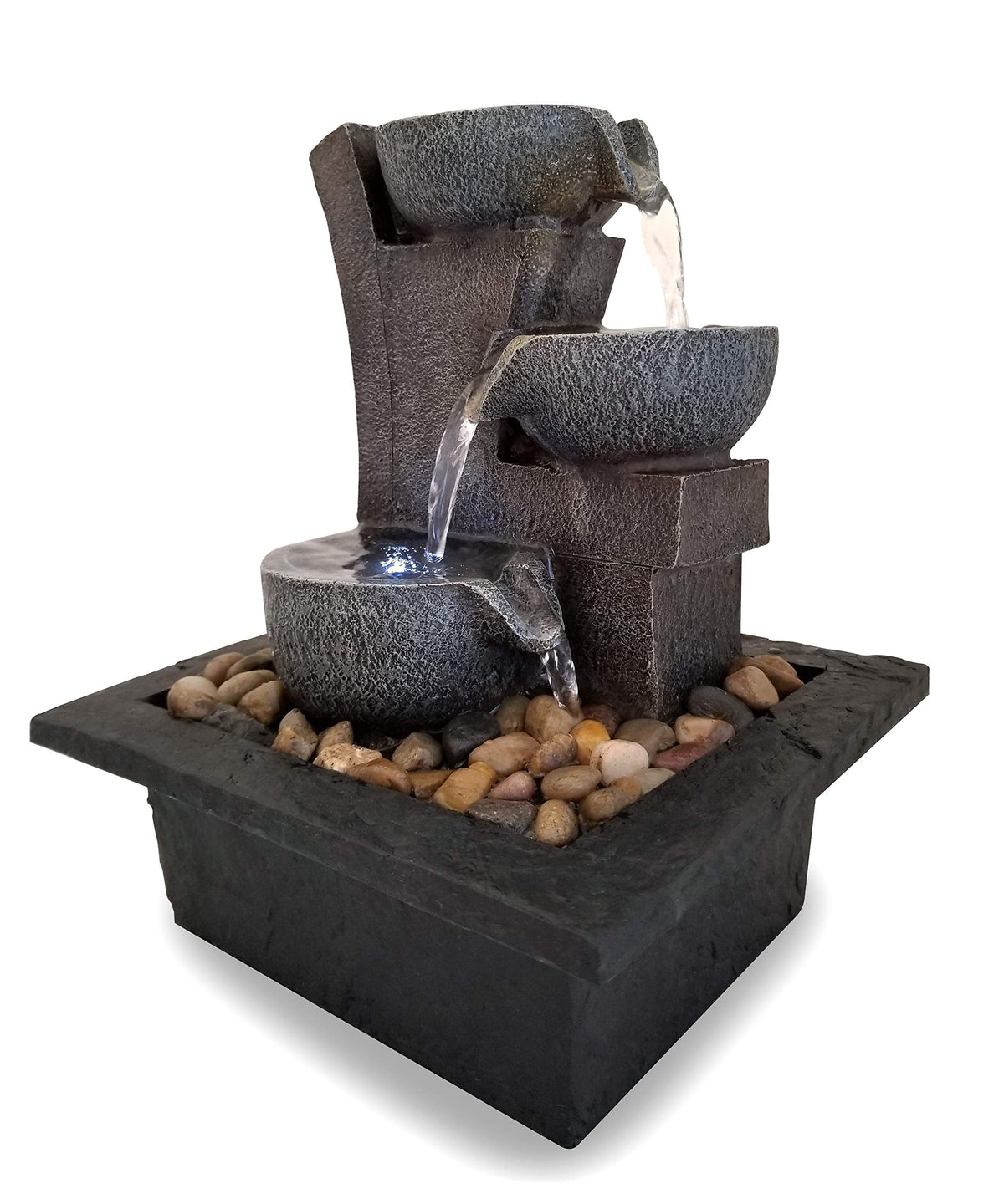 Danner Manufacturing, Inc., Aura Meditation Fountain with 3 Tiered LED Waterfall, Pack of 1, 03801