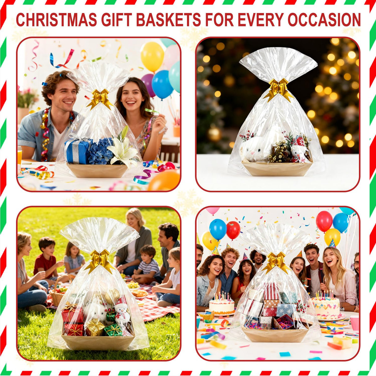 CDIVEFTN 10 Pack Empty Gift Baskets with Bags and Bows, Large Kraft Gift Basket 12x10in, Sturdy Gift Baskets Empty to Fill, Bulk Baskets for Gifts, Easter Basket, Christmas Gift Boxes Bulk (Kraft)