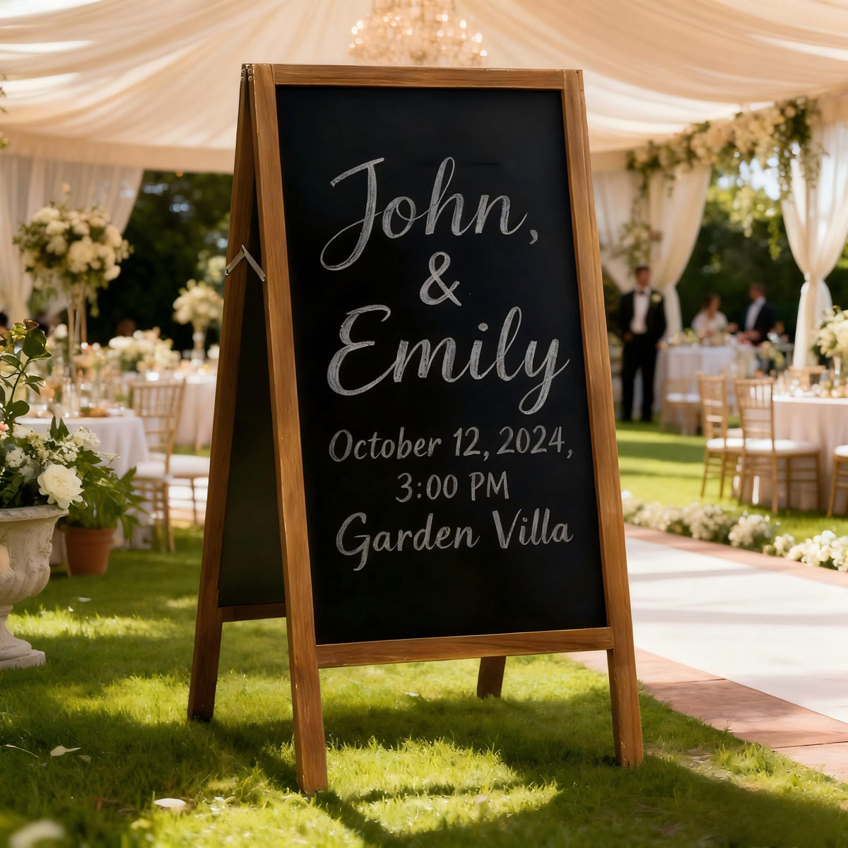 A-Frame Chalkboard Sign Large 40" x 20" Double-Sided Outdoor Foldable Blackboard Magnetic Wooden Sidewalk Signs Standing Board for Cafes & Events