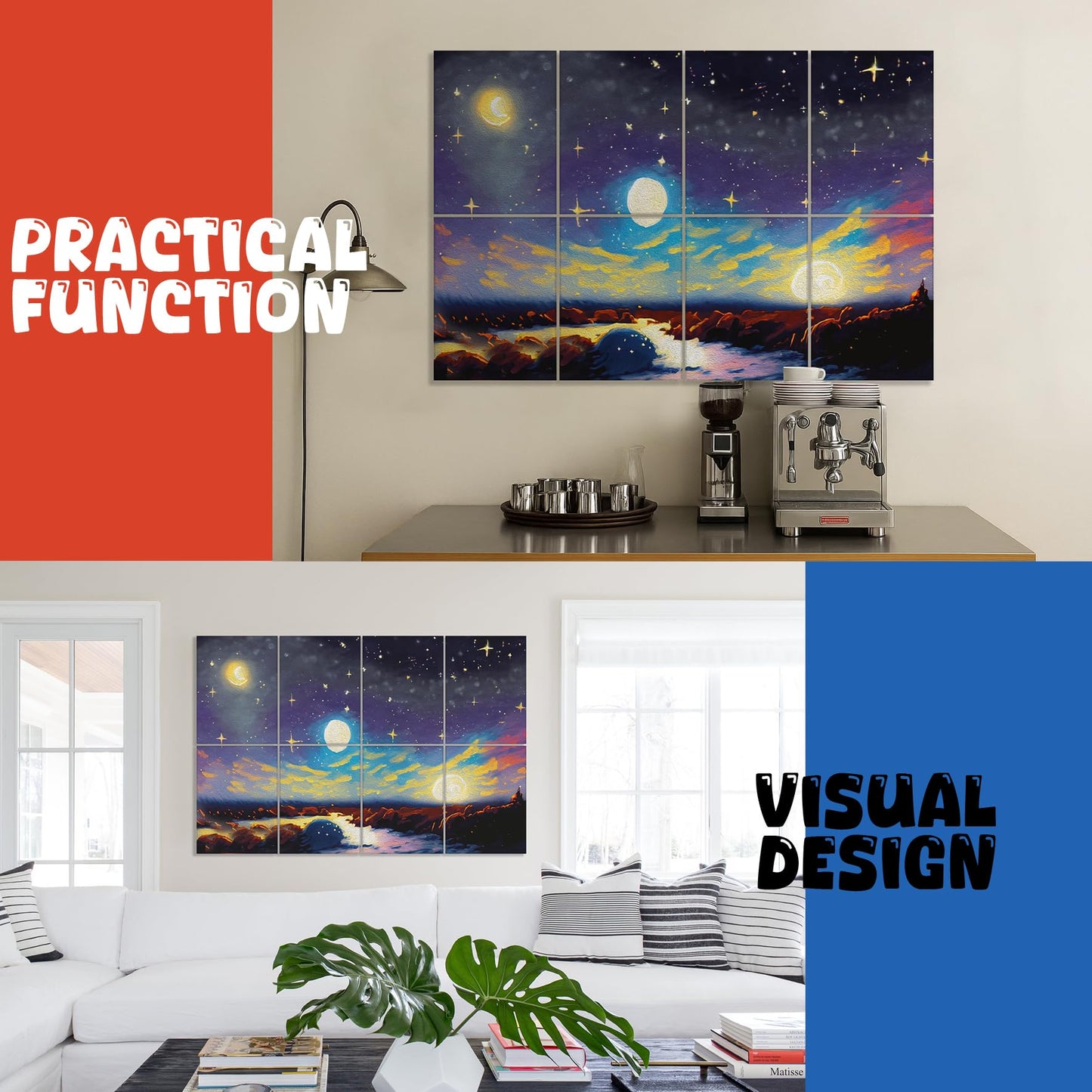 8 pack Art Acoustic Panels with Self-Adhesive,48 x 32Inches Acoustic Wall Art,Better Decorative Sound Proof Panels,Recording Studio/Home/Office Acoustical Treatment,Starry Sky