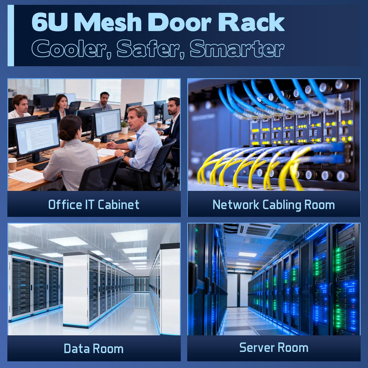 6U Wall Mount Server Cabinet - Heavy Duty Network Rack Enclosure with Cooling Fan, Locking Vented Door & Removable Side Panels, 17.7 Inch Deep, for IT/AV Equipment