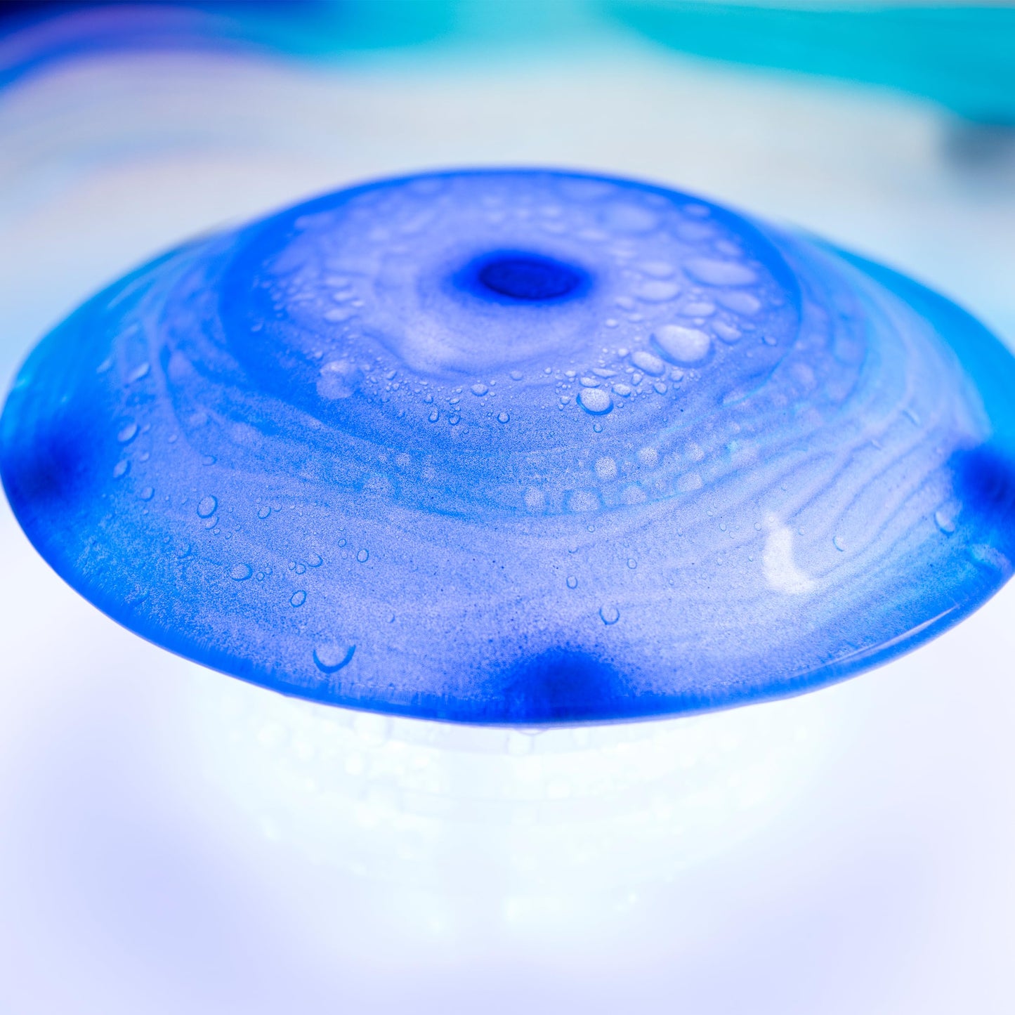 XBrand 8" Color-Changing LED Mist Indoor Tabletop Fountain, Freestanding Water Feature with Inline Control, Aromatherapy Humidifier, Glass & Metal, Blue