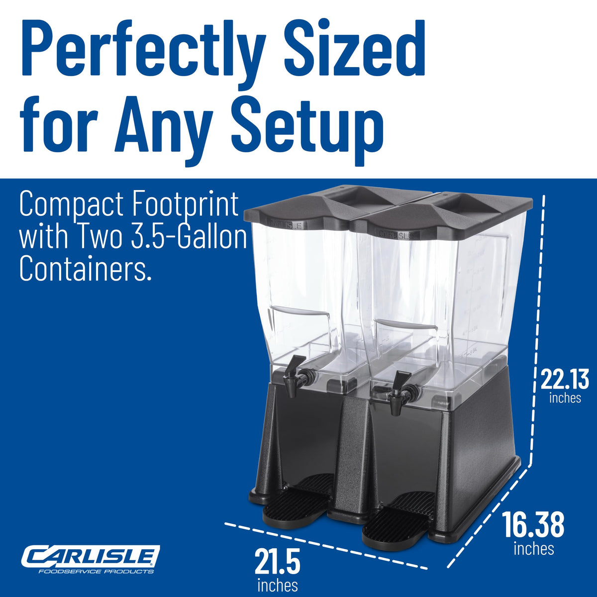 Carlisle FoodService Products Trimline Double Base Rectangular Beverage Dispensers with Spigot for Catering, Buffets, Restaurants, Polycarbonate (Pc), 2 x 3.5 Gallons, Black