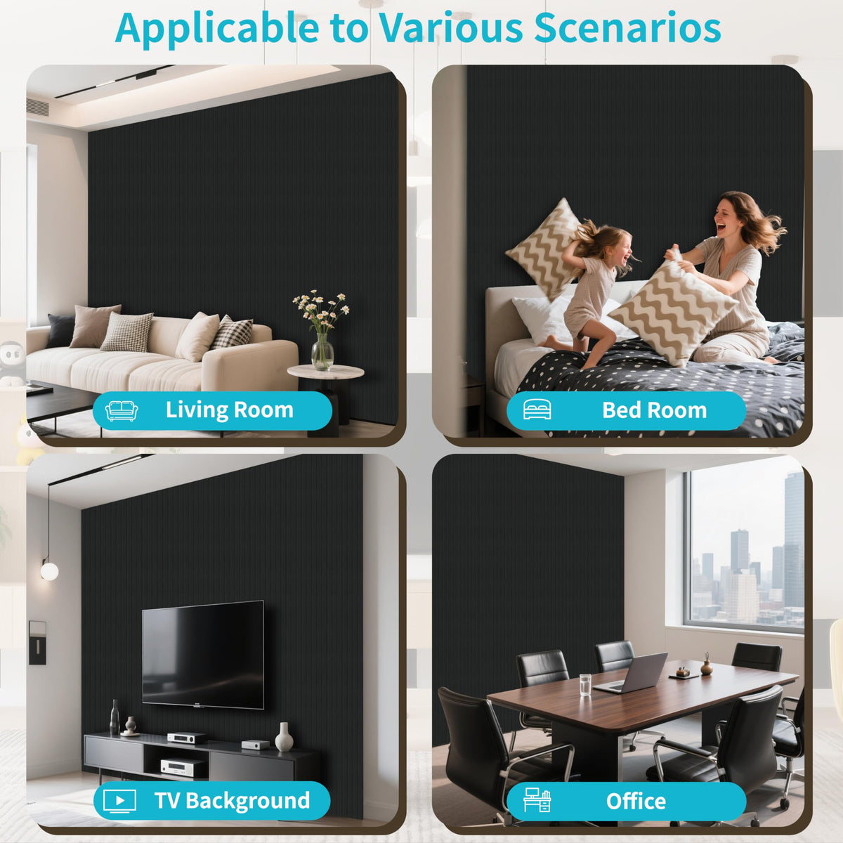 EVERECO 12 Pack Large Acoustic Panels, 47.2×23.6×0.4 inches, Soundproof Panels for Wall, Suitable for Media Room, Office, Studio&Home(Black)