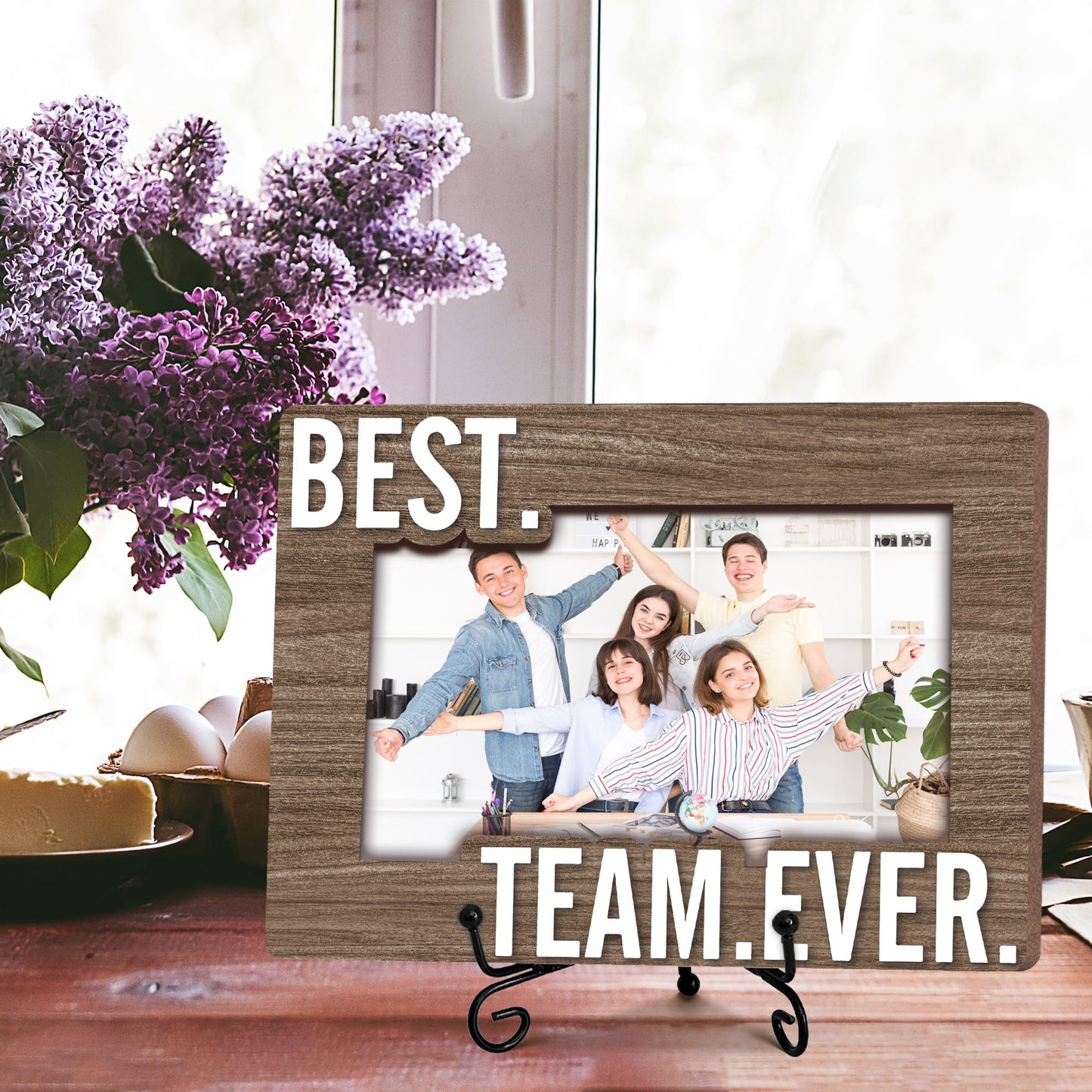 Team Picture Frame, 5x8 Best Team Ever Picture Frame with Stand, Thank You Appreciation Gifts for Coworkers Boss Company Team, Office School Desk Decor-A41