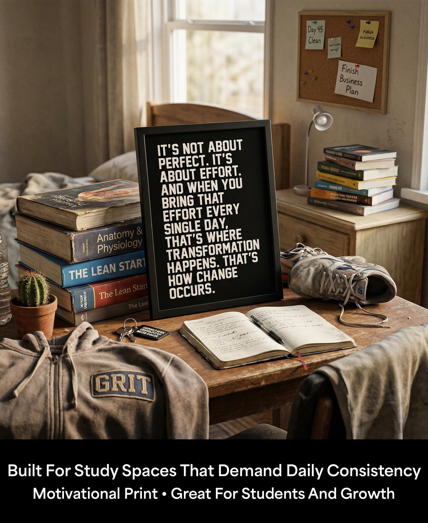 Motivational Wall Art 8x10 – Effort Quote Inspirational Poster for Gym, Office & Classroom – Daily Motivation Print for Weight Loss, Sobriety & Growth Mindset – Unframed, Made in USA