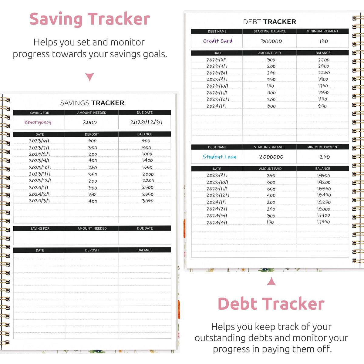 Aesthetic Budget Planner - Monthly Finance Planner with Expense Tracker, Undated Bill Organizer, Budget Notebook to Manage Your Finances, Account Budget Book - Wildflowers