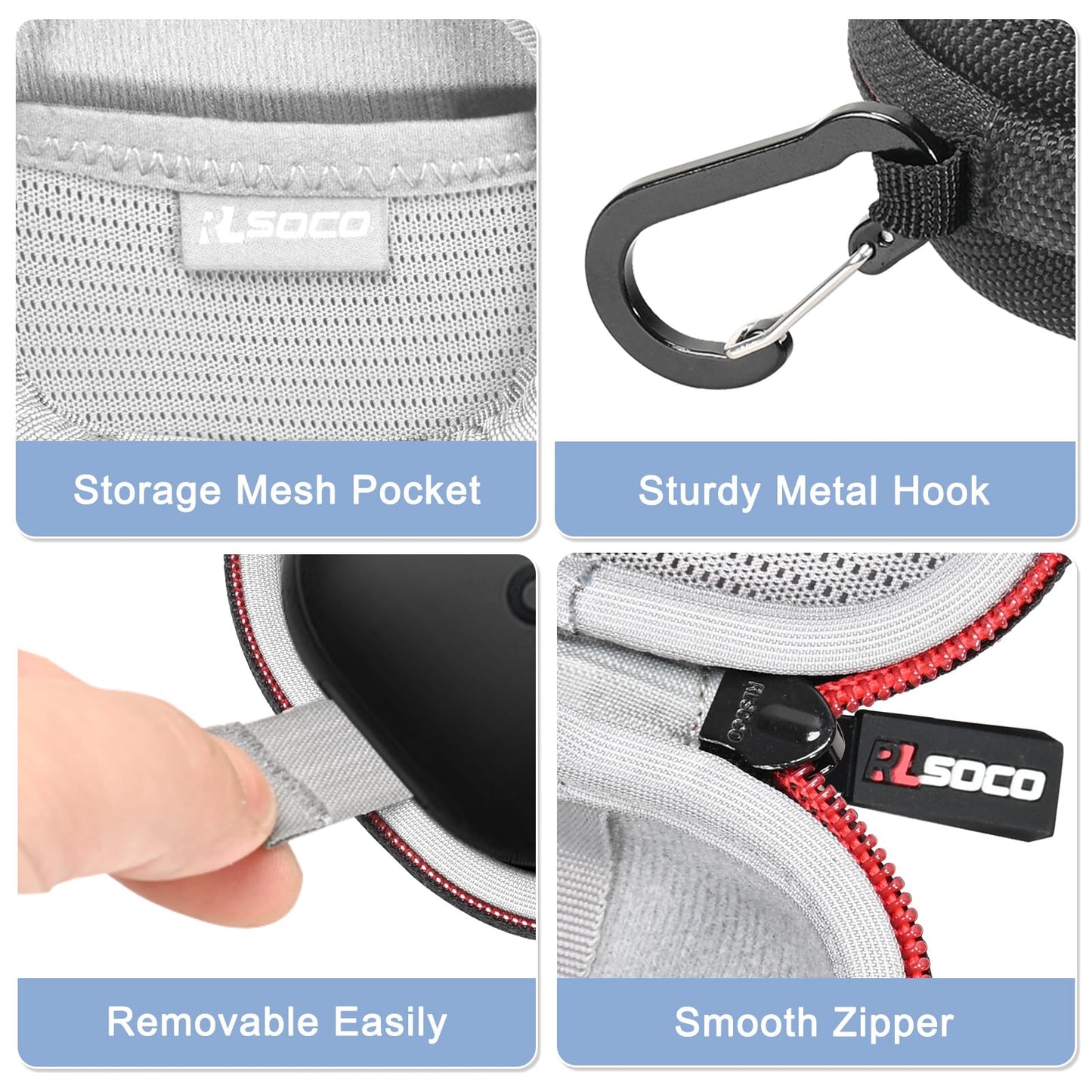 RLSOCO Hard Case for Anker Soundcore Sport X20/Liberty 4 Pro Noise Cancelling Wireless Earbuds | Shockproof, Dustproof, Water-Resistant Storage Pouch with Sturdy Metal Hook (Case Only)