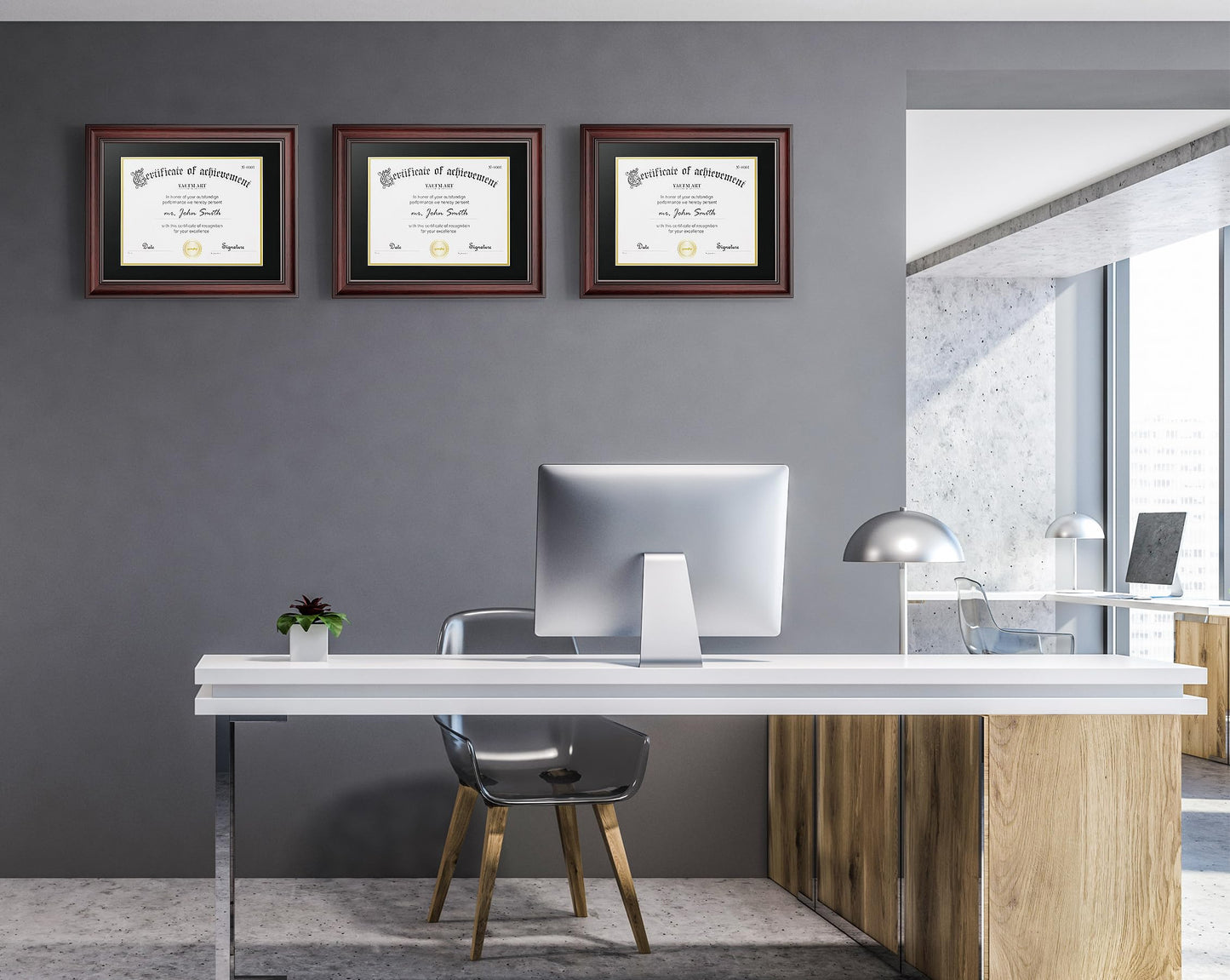 Yaetm 11x14 Diploma Frame, Certificate Frame with Tempered Glass, Display 8.5x11 Document with Black Over Gold Acid-free Mat or 11 x 14 without Mat, Wide Molding (Single, Mahogany)