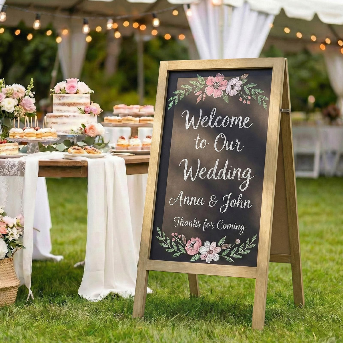 TEAKMAMA A Frame Chalkboard Sign, 40"x20" Extra Large Chalk Board Double-Sided Sidewalk Sign Sturdy Sandwich Menu Board for Restaurant Coffee Shop and Wedding, Grey