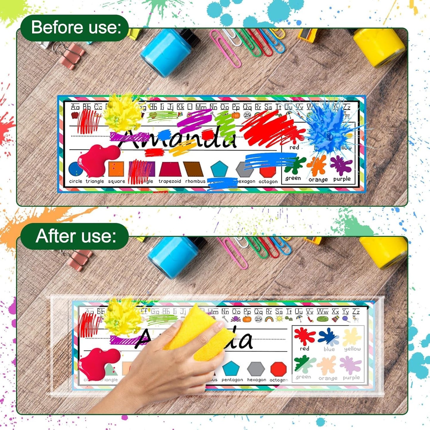 Meetory 40 PCS Upgraded Nameplate Pocket, Self Adhesive Desk Nameplates Name Tag Pocket, No Residue Clear Plastic View Name Tag Sleeves for Classroom Desk, Office Supplies (12.2" x 3.7")