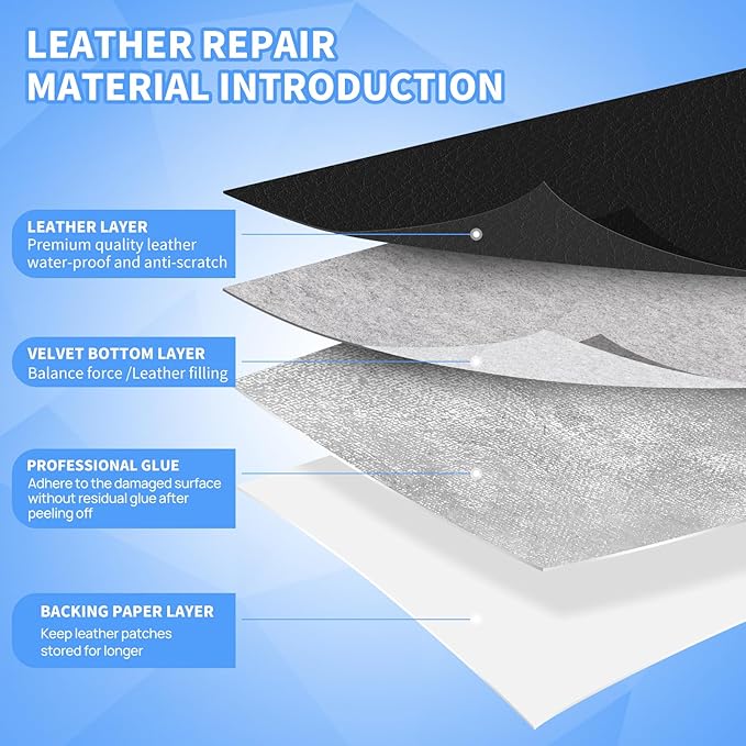 Kangshoon Leather Repair Patches, Self-Adhesive Leather Repair Tape, Stretch