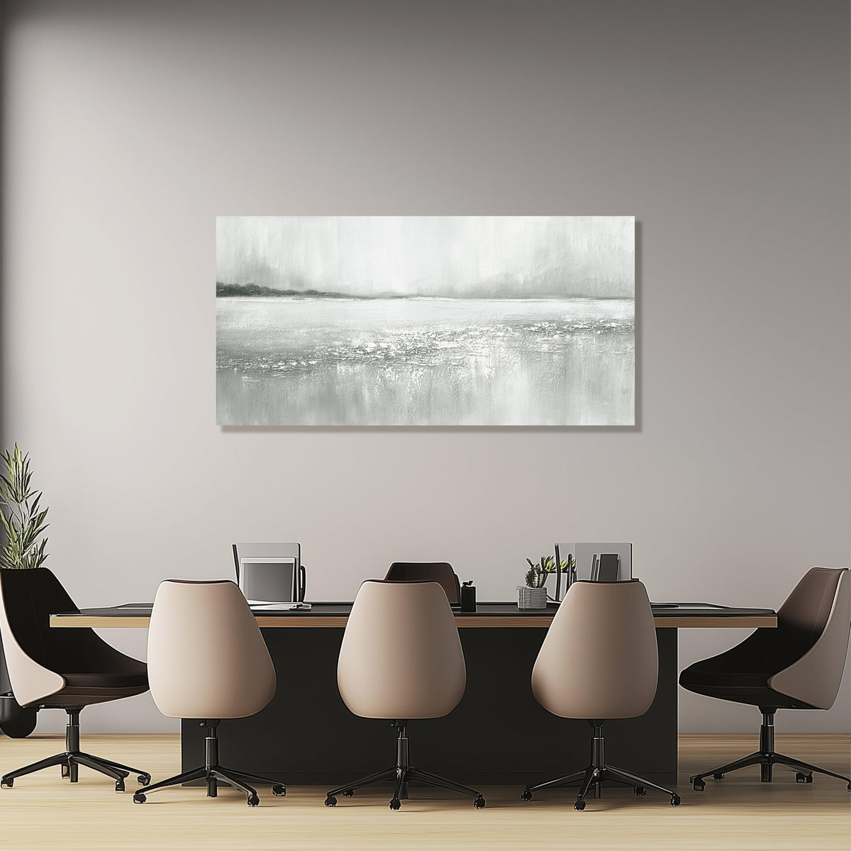 Yuaxker Abstract Wall Decor Gray and White lake Wall Art Minimalist Canvas Painting Artwork for Living Room Bedroom Dining Room Office Home Decor 24x48 Inch