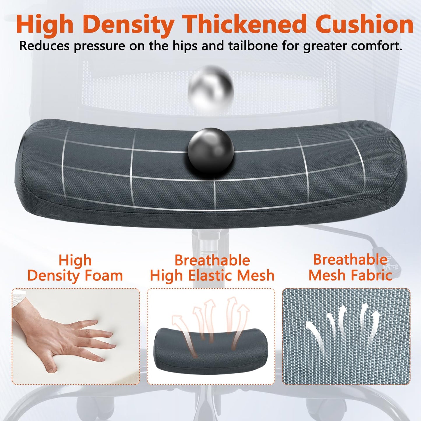 CLATINA Ergonomic Office Desk Chair - Mesh Office Chair with Adjustable Lumbar Support, Rolling Comfortable Computer Task Chairs with Arms for Home Conference-Gray, 2 Pack