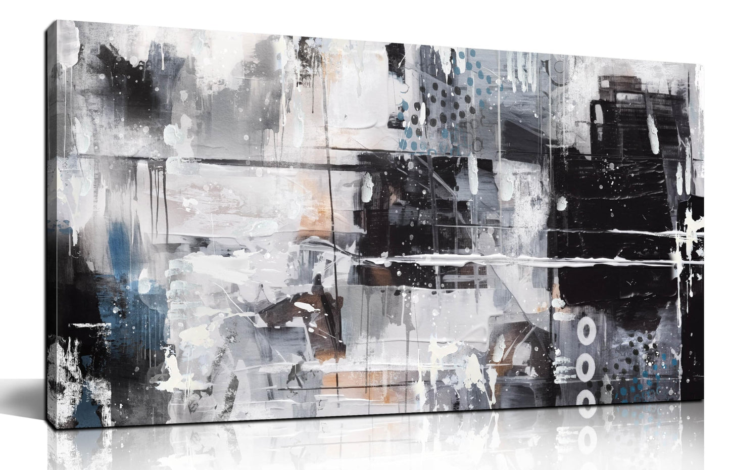 Abstract Art Wall Decor Office - Black And White Pictures Wall Art for Living Room - Modern Prints Wall Art Bedroom Size 20" x 40"