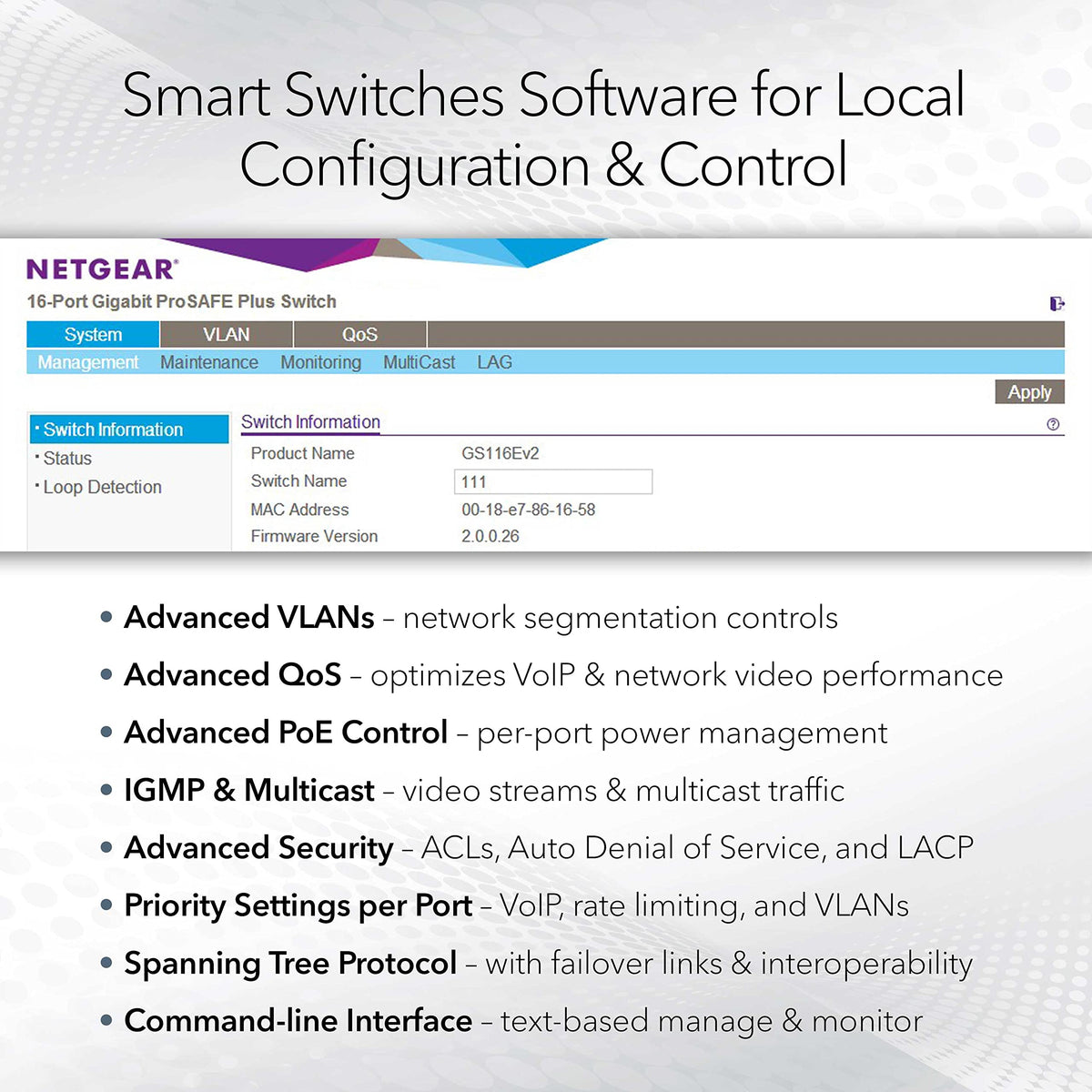 NETGEAR 52-Port PoE Gigabit Ethernet Smart Switch (GS752TP) - Managed, Optional Insight Cloud Management, 48 x PoE+ @ 380W, 4 x 1G SFP, Desktop or Rackmount, and Limited Lifetime Protection