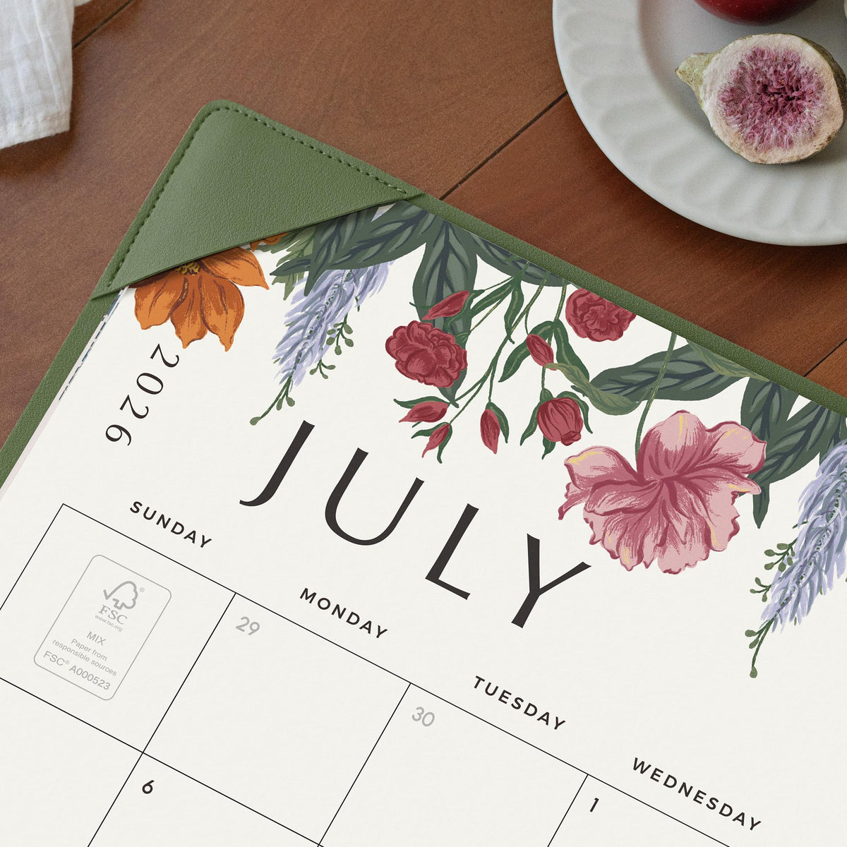 Desk Calendar 2026 with Desktop Mat, Cabbrix Large Desk Pad Calendar 22 x 17 Inch Runs From July 2026 to December 2027, Classic Floral Design Calendar 2026 for Home School and Office (Green)