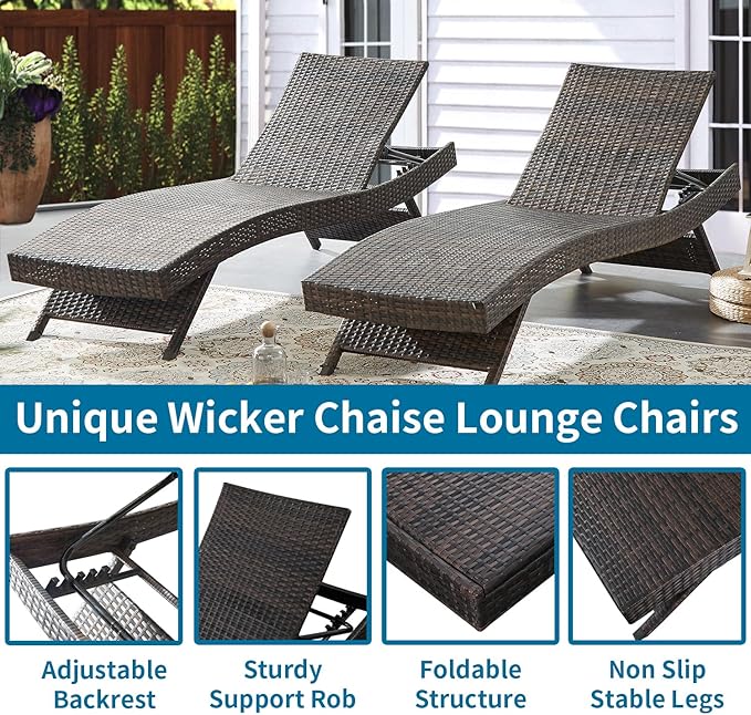 Outdoor Chaise Lounge Chairs Set of 2