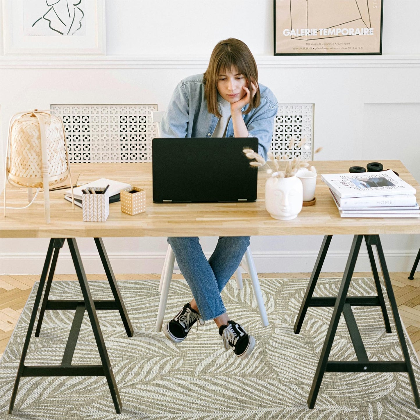 Office Chair Mat for Hardwood Floor, 60"x45" Easy Glide Computer Desk Mat Protector for Rolling Chair Under Desk Rug Nonslip Backing, Machine Wash, (Modern)