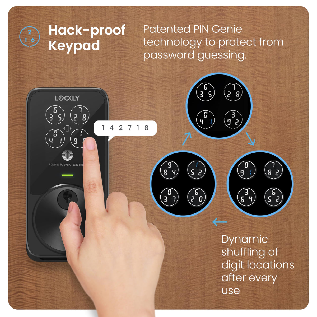 Lockly PIN Genie Pro Zeno Series Smart Lock, Keyless Entry Door Lock with Apple Home Key, Built-in Wi-Fi Keypad Deadbolt Locks for Front Door, App Remote Control, IP65 Weatherproof, Easy Installation
