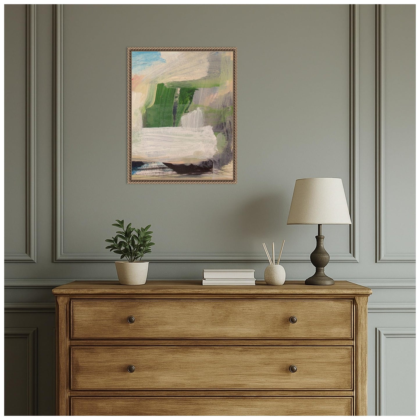 Amanti Art Framed Canvas Wall Art 20x16 Serene Brushstrokes FramedWall Art Canvas, Abstract Artwork, Traditional Decor, Small Poster for Living Room, Bedroom, Bathroom, Kitchen, Office
