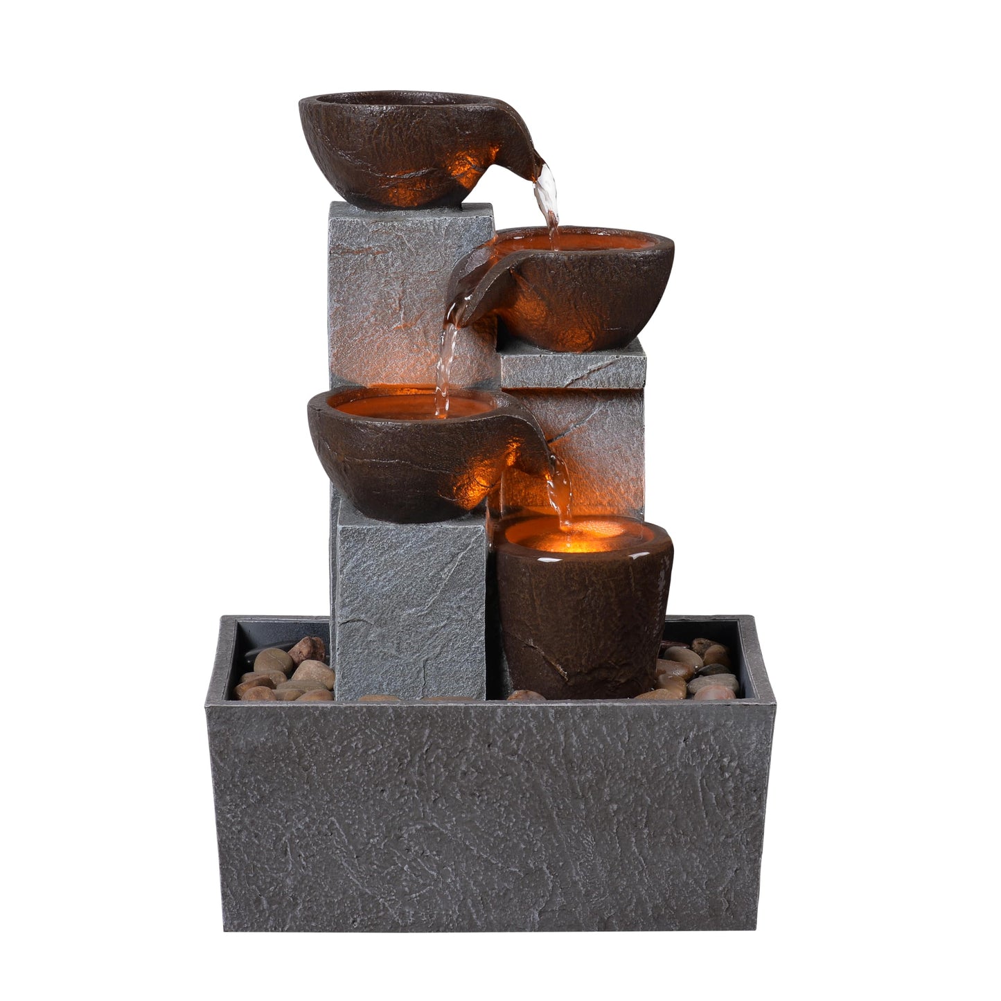 Rytmfluss 13 Inch Tabletop Water Fountain Indoor, Desktop Waterfall Fountain with LED Lights, Indoor Fountain Zen Decor for Home Office Bedroom Meditation Relaxation Desk Decor, Gift for Women and Mom