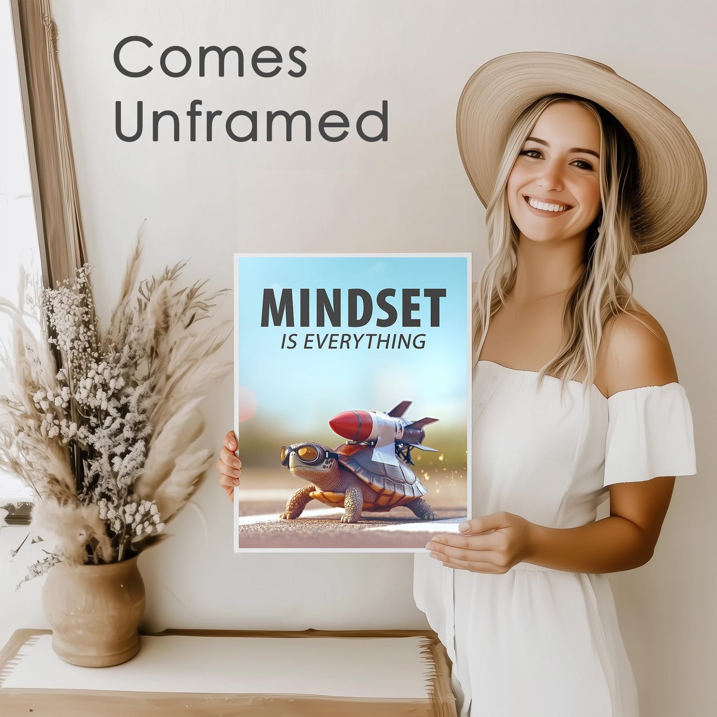 Mindset Is Everything Art Print - 11x14 | Motivational Wall Art for Office Decor | Inspirational Wall Pictures for Girls Room | Aesthetic Room Decor for Bedroom | Living Room Wall Art