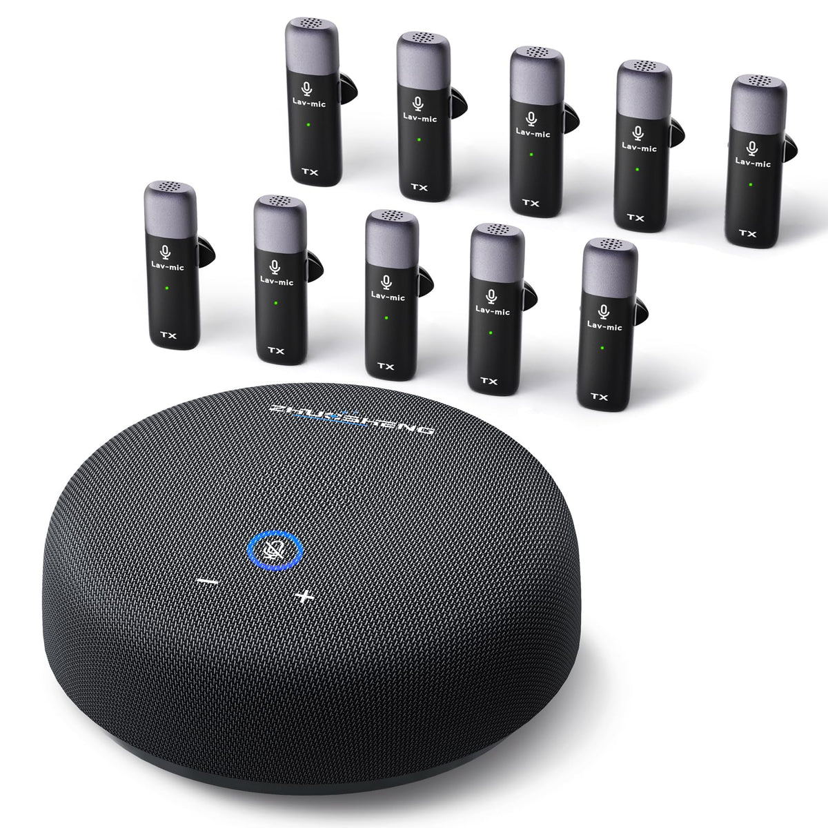 ZHUOSHENG Conference Speaker and Microphone, USB Sperakerphone with 10 AI Mics, 360° 66Ft Voice Pickup, Noise Reduction and Echo Cancellation for 10 People, Compatible with Multi-Leading Platforms