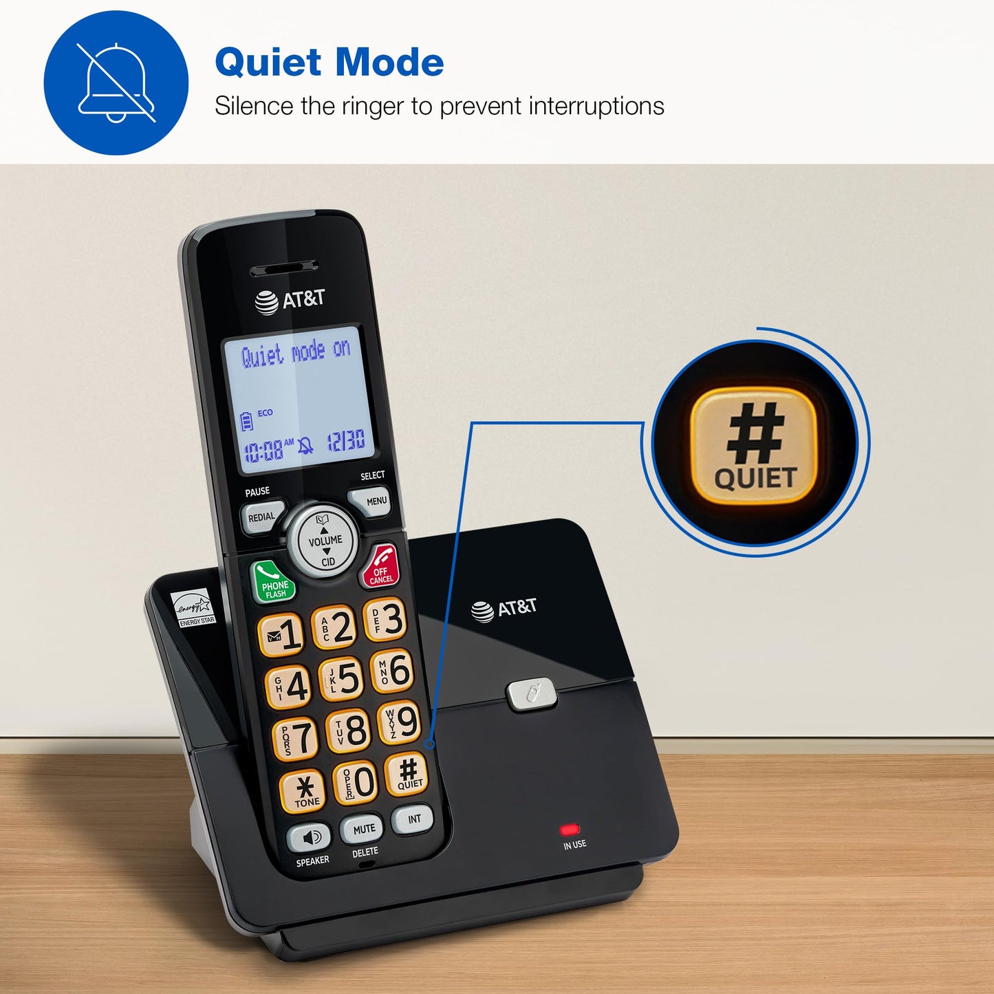 AT&T EL1121-21 2-Handset DECT 6.0 Cordless Landline Phone with Caller ID, Full-Duplex Speakerphone, Backlit Display & Keypad - Quiet & ECO Mode