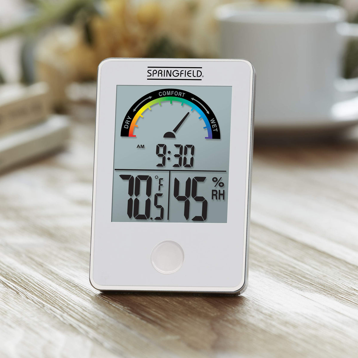 Springfield Wireless Digital Indoor Comfort Level Thermometer, Humidity and Temperature Monitor, White