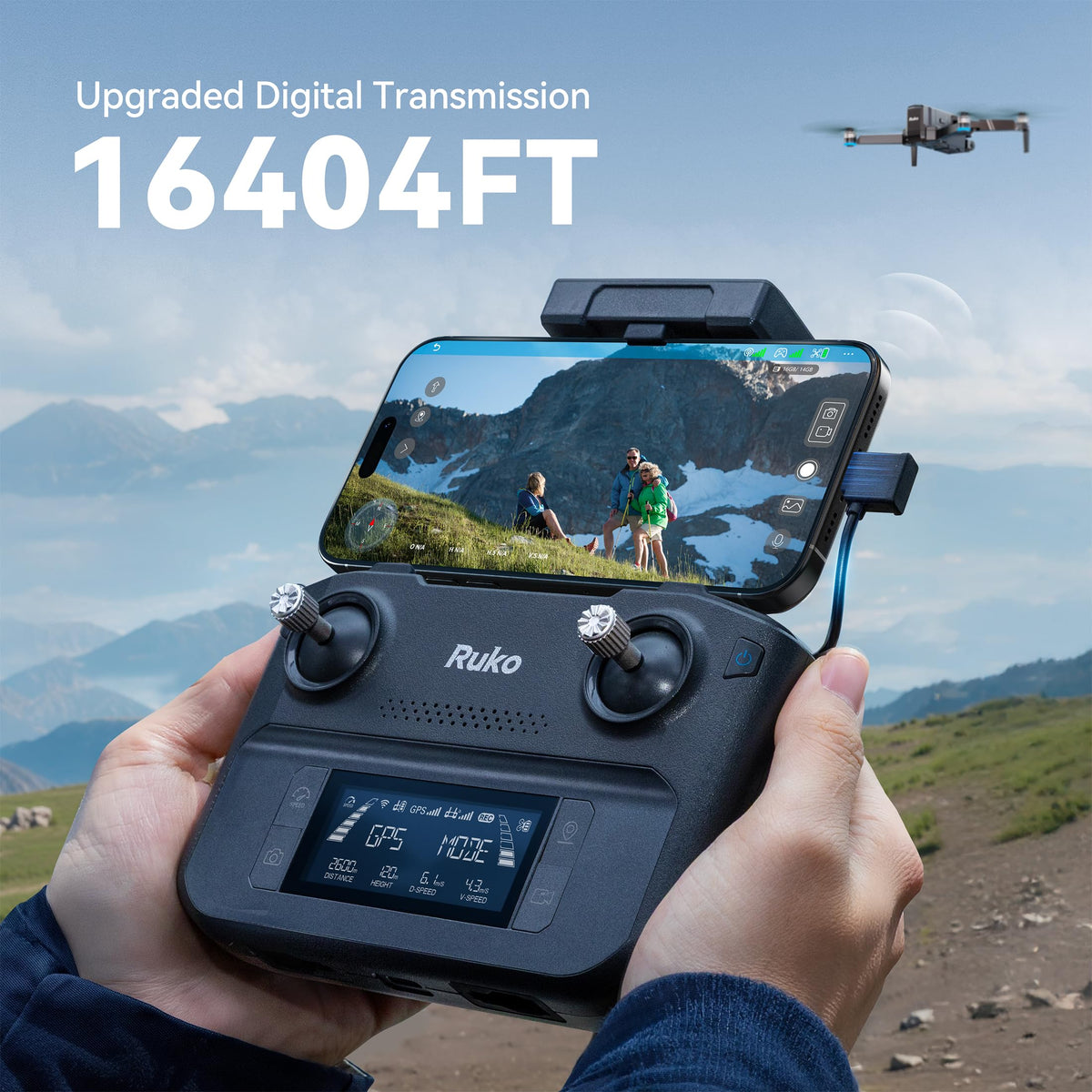 Ruko F11GIM2 Drones with Camera for Adults 4K, 64Mins Flight Time, Gimbal & EIS 4K Camera, 16404ft Digital video Transmission, GPS Auto-return Professional Quadcopter, Level 6 Wind Resistance