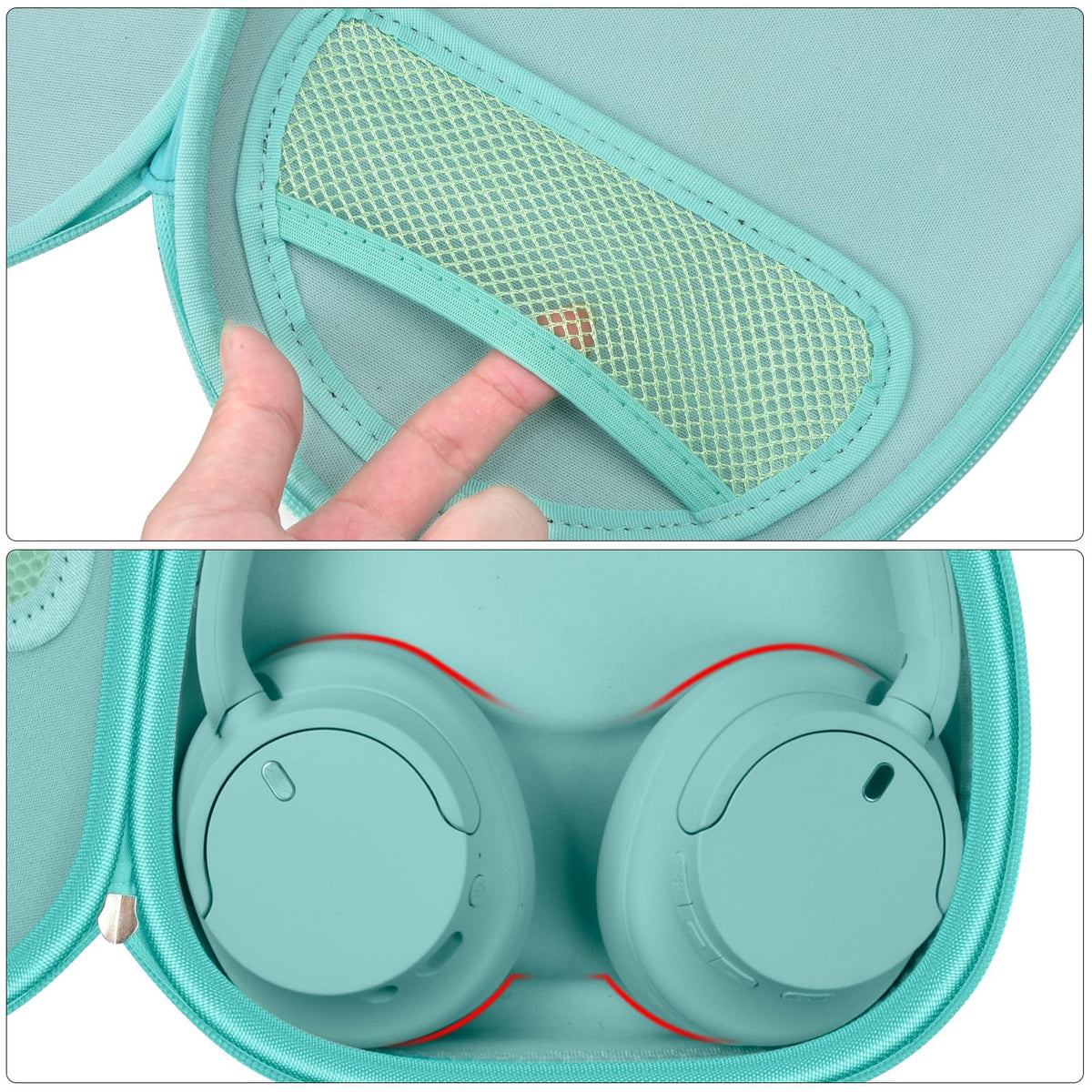 PAIYULE Headphone Case for Sony WH-CH720N WH-CH520 WH-1000XM4 for Soundcore Q20i Q20 Q30 for JBL Tune 720BT 510BT Noise Canceling Headphones, Wireless Headset Travel Bag (Box Only)(Green)