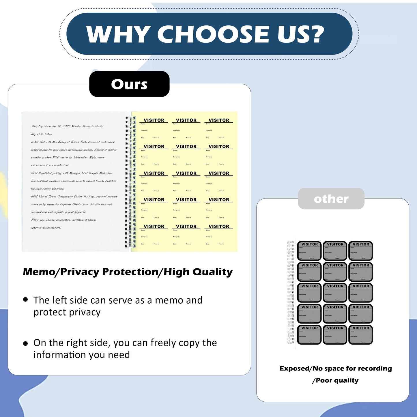 2 Pack of Visitor Badges Log with Carbon Copy Protecting Privacy Pages Visitor Stickers 8.5x11 Inch Visitor Log Book School Church Business Pass Guest Register Book - 450 Badges 60 Memo Pages (2)